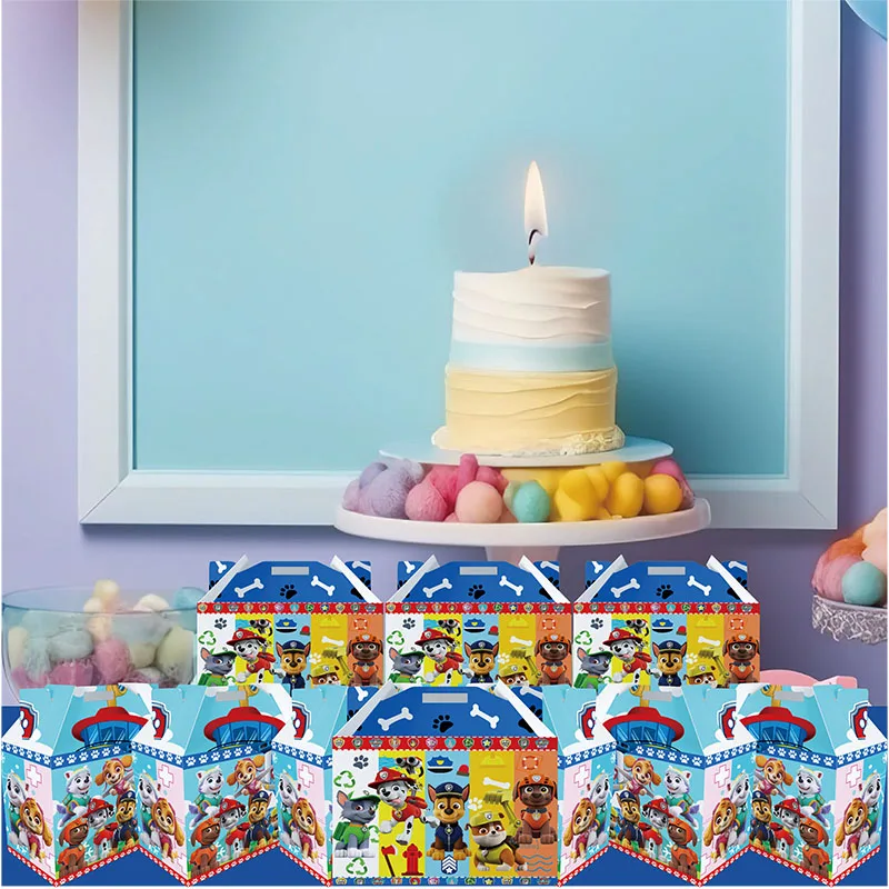 Caja de papel de la patrulla canina, 10 Uds., suministros para fiestas y eventos, cajas para pasteles y embalaje, caja de regalo para baby shower, embalaje, suministros para fiestas infantiles - imagen 3
