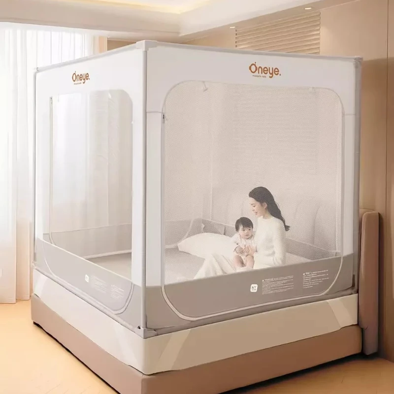 Mosquitera para bebé con protector de seguridad, red para cama infantil mejorada 2025, 360 °   Diseño antimosquitos y anticaída, estructura de acero reforzado