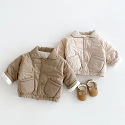 Chaqueta de algodón con forro piel para bebé y niño – Color liso