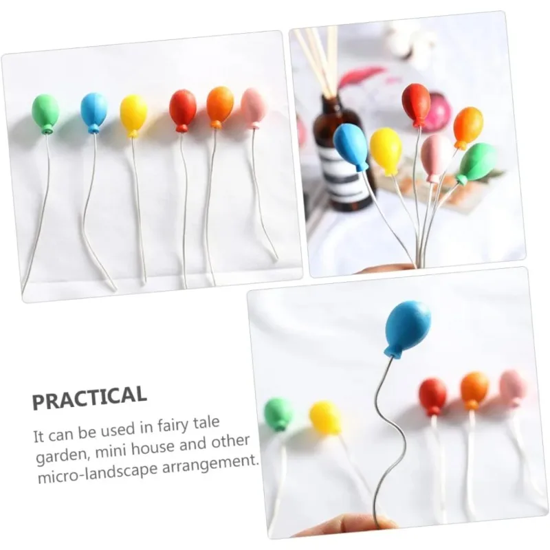 Globos para casa de muñecas, ramo en miniatura, juguete, Mini adornos de paisaje, decoraciones de jardín, decoración de pasteles, decoración de fiesta, 6 uds. - imagen 4
