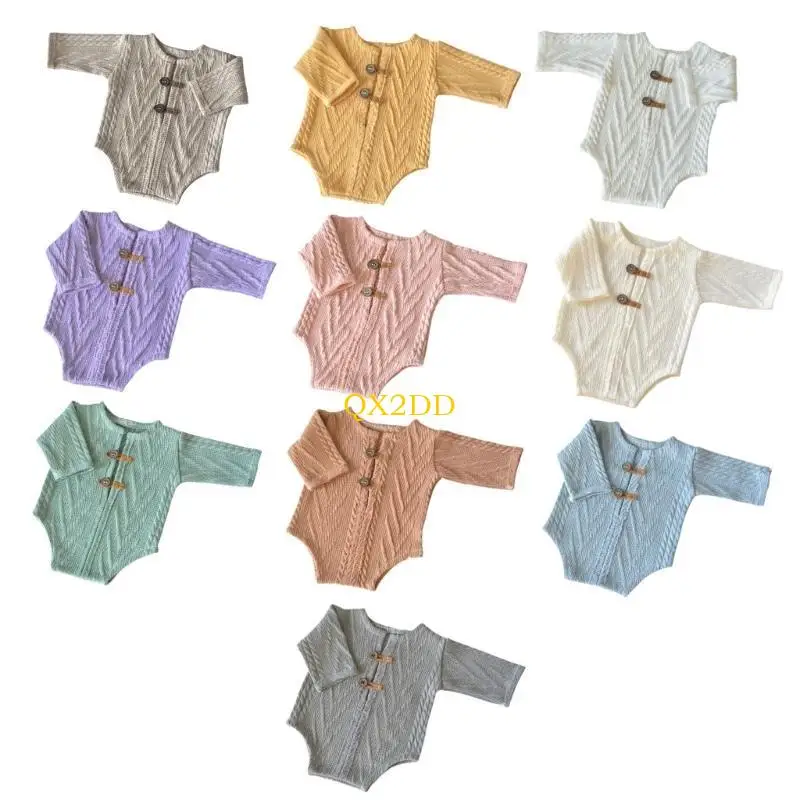 QX2D Cómodo mameluco punto accesorios fotografía bebé traje sesión fotos