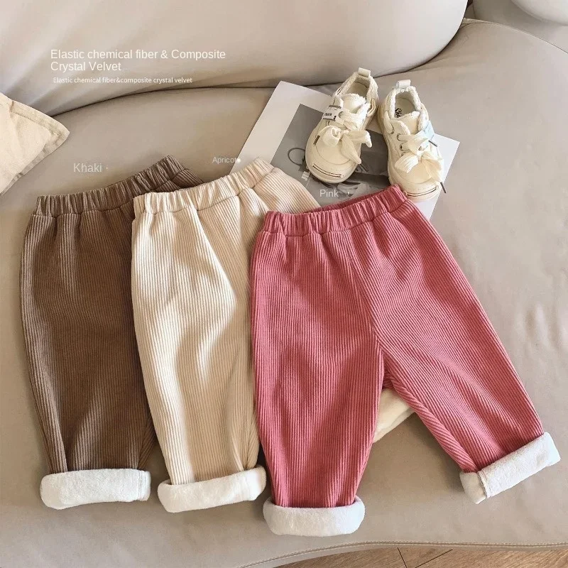 Pantalones de pana con forro polar para niño – Pierna recta cálida - imagen 3