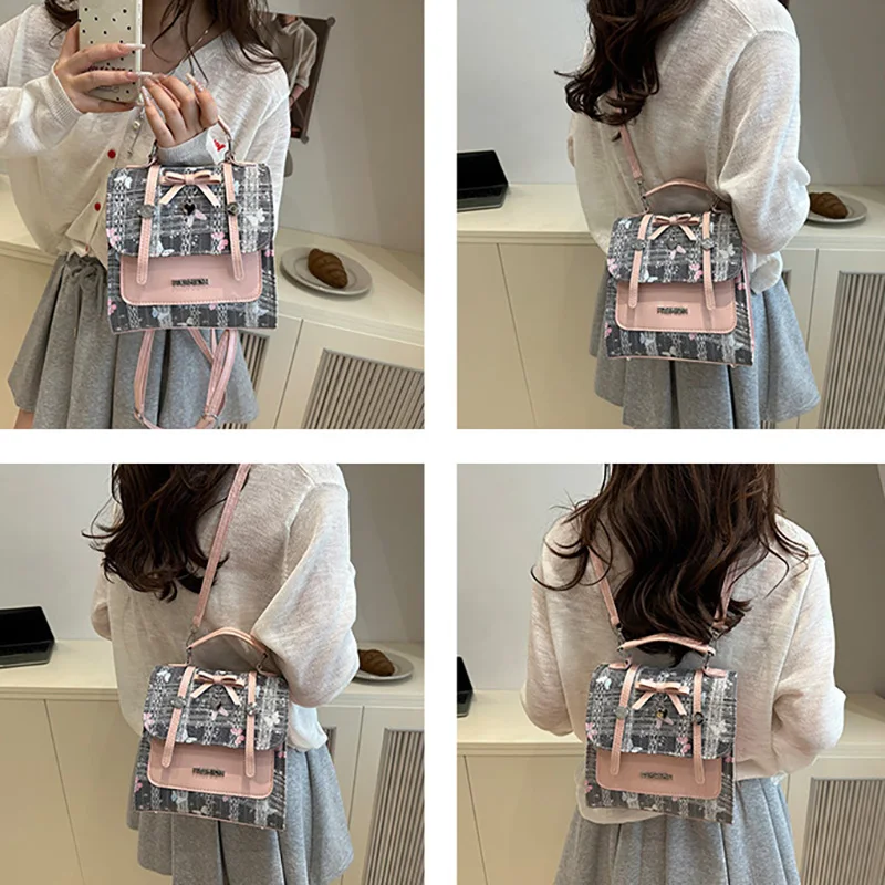 Mochila cuadrada coreana, bolso multifuncional para chicas lindas, varios bolsos de hombro tipo bandolera, bolsos de gran capacidad - imagen 5