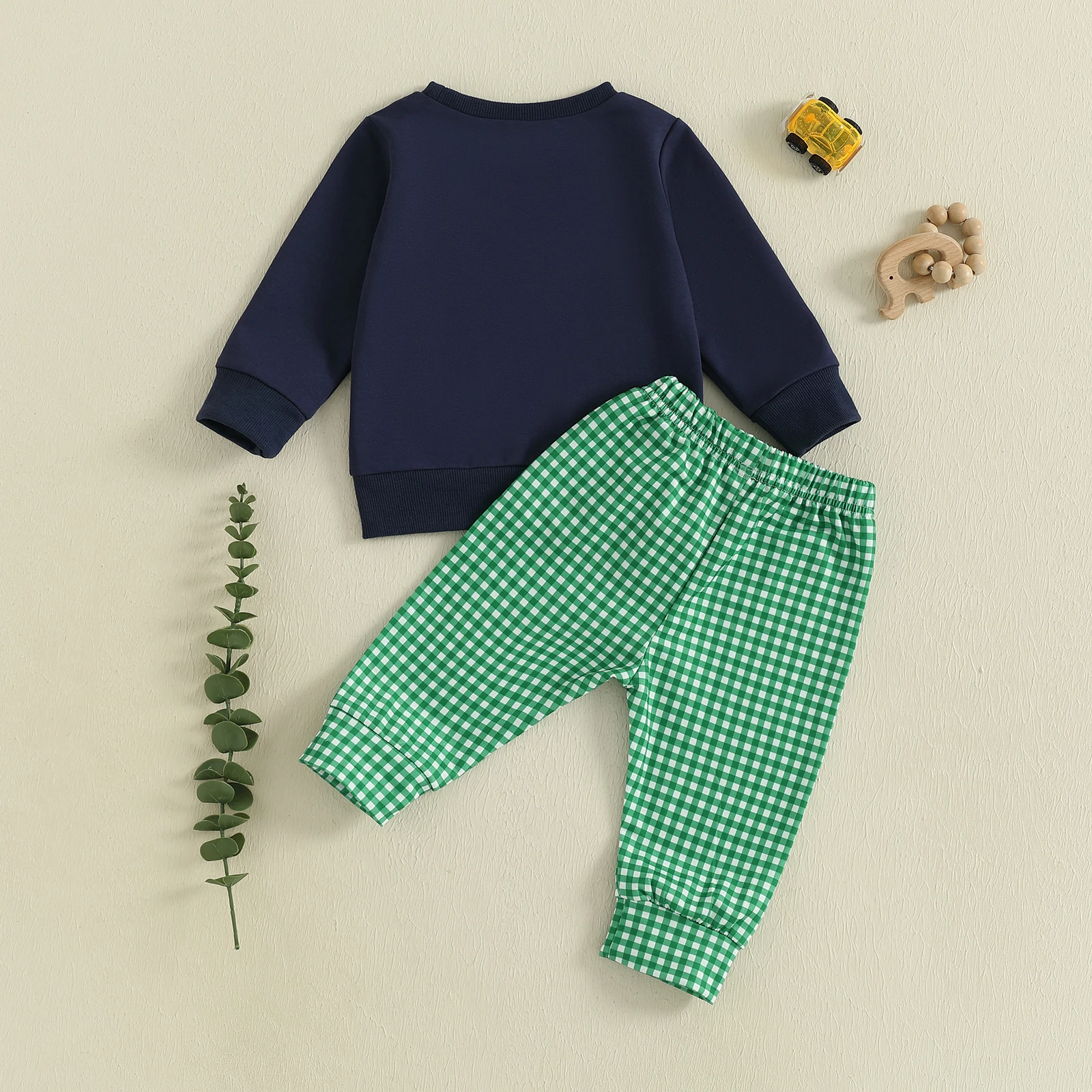 SUNSIOM-Conjunto de pantalones de otoño para bebés de 0 a 3 años, sudadera de vaca bordada con cuello redondo de manga larga y pantalones de chándal a cuadros, ropa infantil - imagen 2