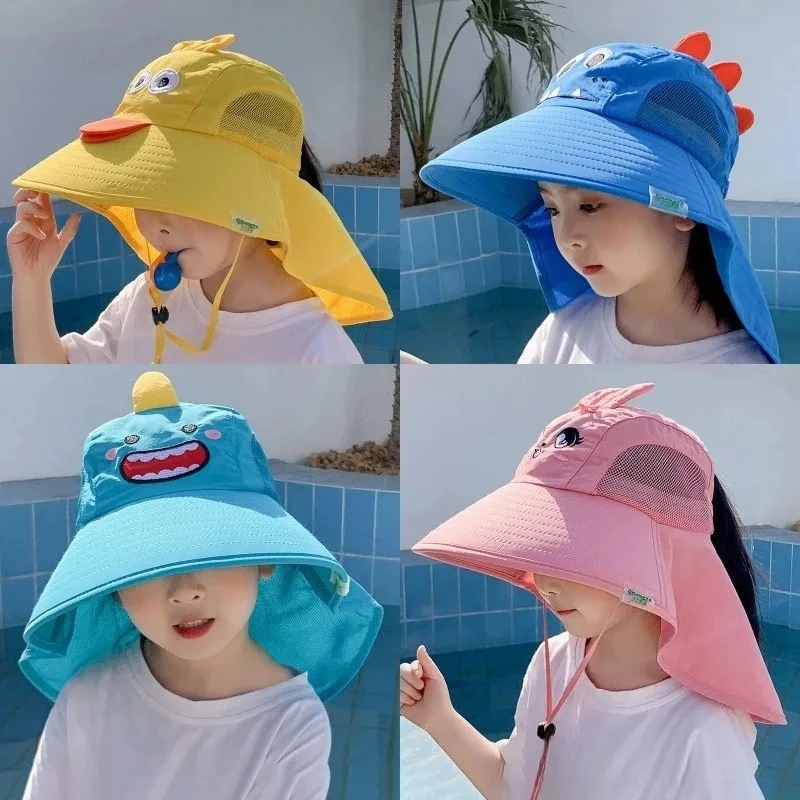 Sombrero de verano al aire libre para niños, sombrero para el sol, cubierta para la oreja y el cuello, protección solar, gorros de playa, gorra con solapa para niños y niñas