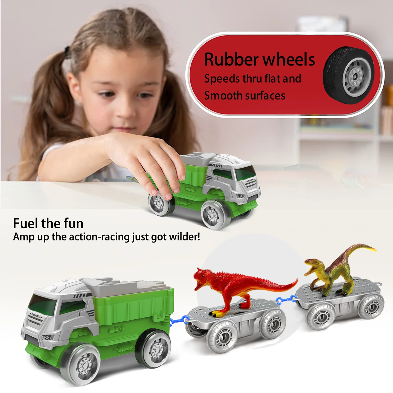 Pista de escalada mágica para niños 3-6 años: tren dinosaurio y coches
