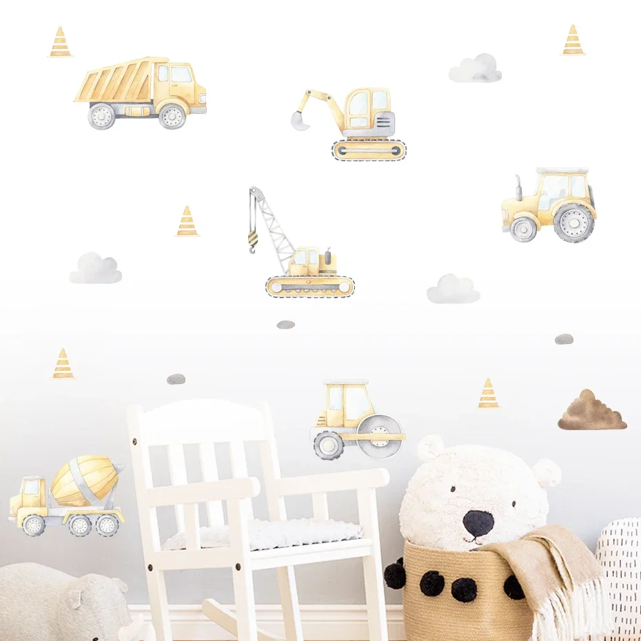 Pegatinas de pared acuarela con vehículos para cuarto infantil - imagen 3