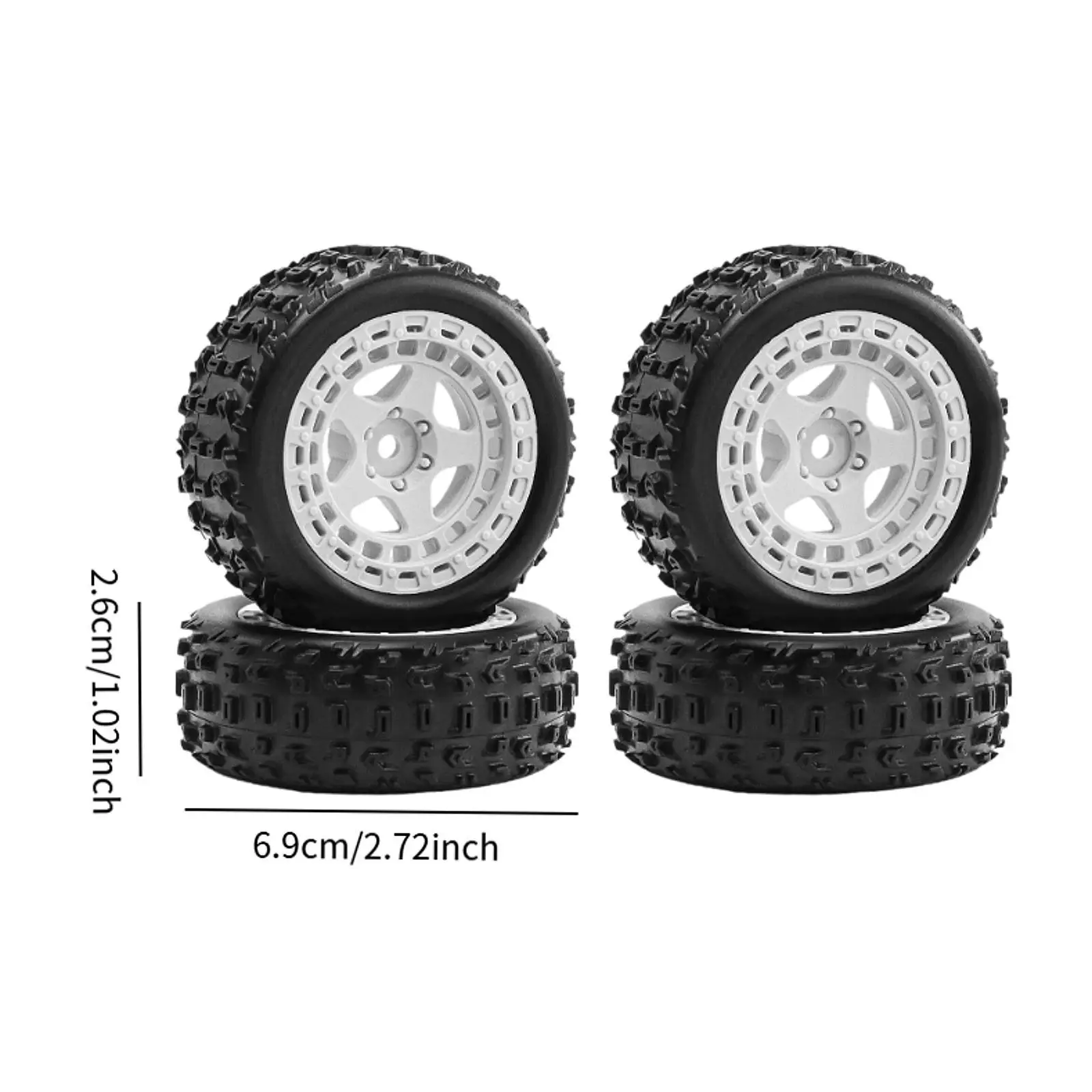 4Pcs Wheels and Tires 2.7x1inch for 1/18 2S 223S RC Truck Lightweight Sturdy