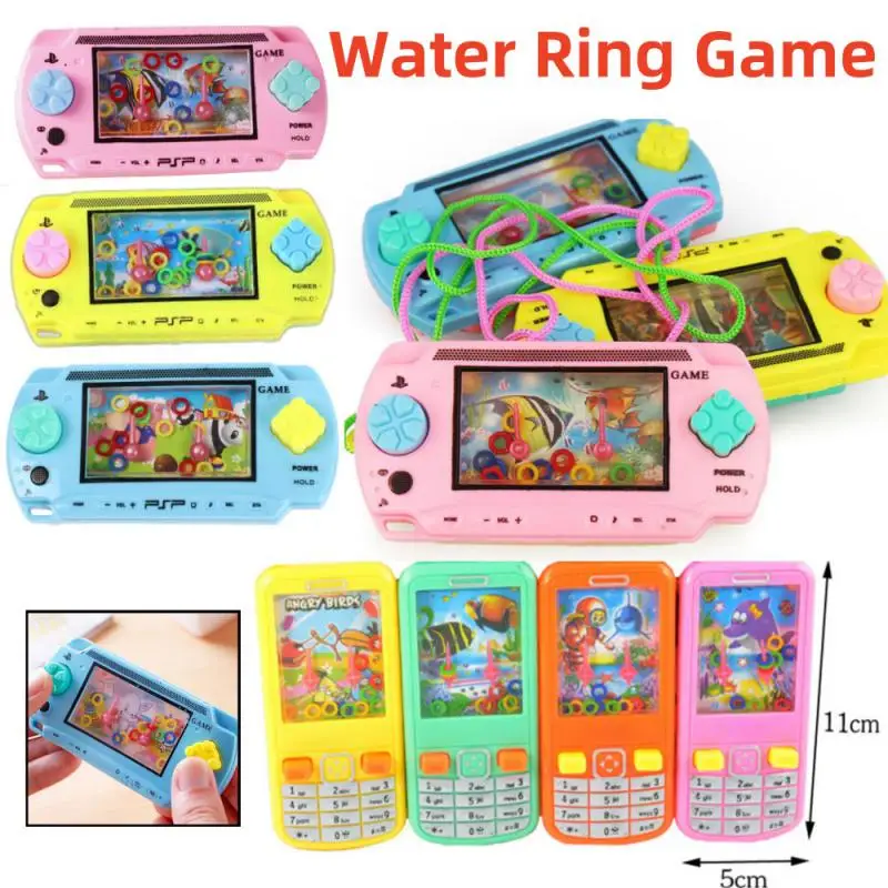 Juego de anillo de agua, anillo subacuático, máquina de juego de agua de media luna, máquina de juego de lanzamiento de anillo de dibujos animados, juguete de mano Retro para niños