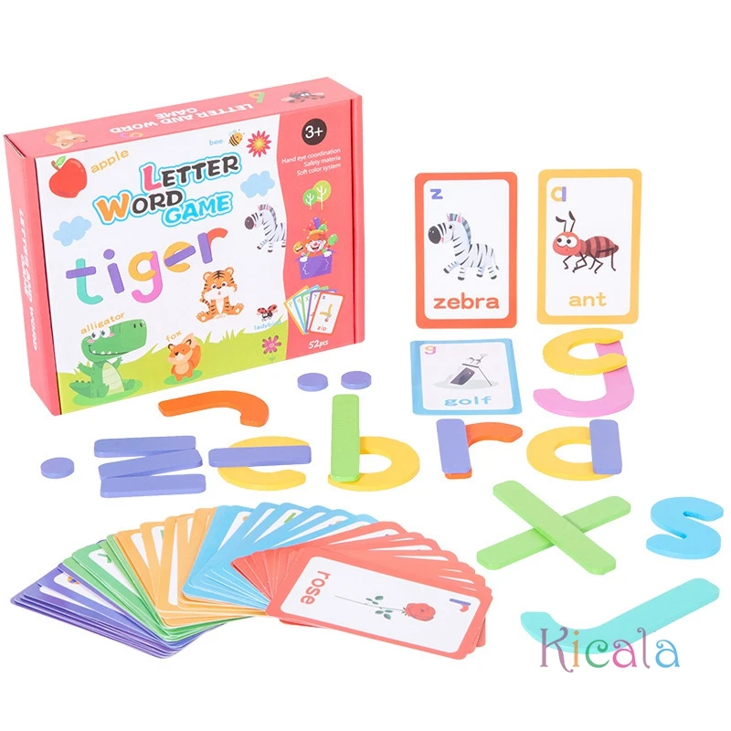 Rompecabezas de madera con dibujos de animales, juguetes de aprendizaje para ver hechizos, alfabeto inglés, palabras de vista y juegos de letras a juego, regalo para niños - imagen 3