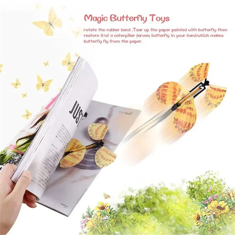 5/10 Uds. Nuevo juguete de mariposa mágica extraño y divertido libro para niños banda de goma sorpresa oculta hacer regalo pegatina de decoración del hogar - imagen 3