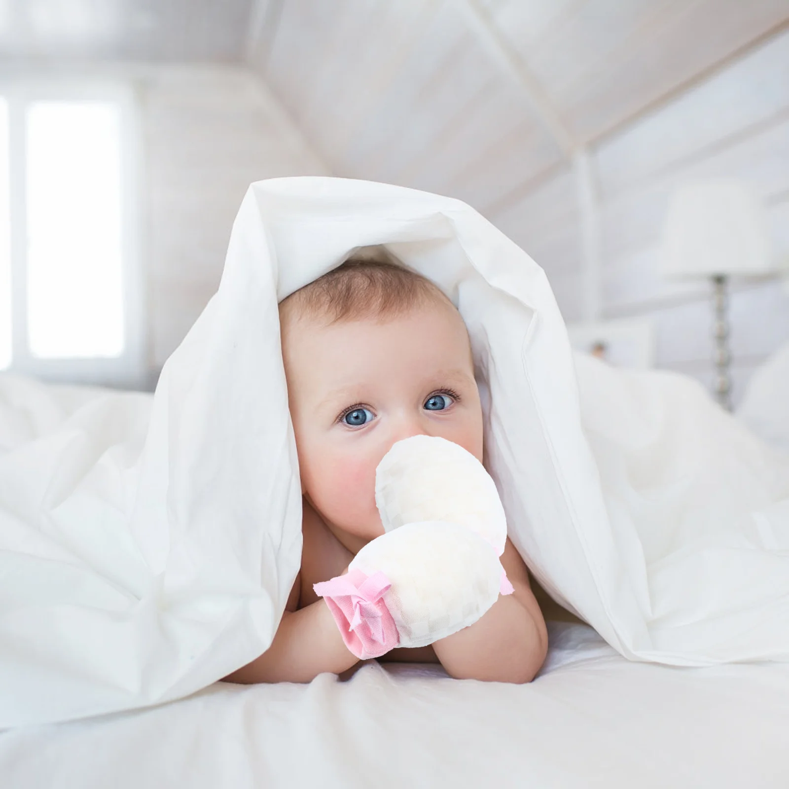 4 pares de manoplas antiarañazos para bebé, guantes elásticos para recién nacido, Protector de manos infantil de seda, manopla para bebé - imagen 4