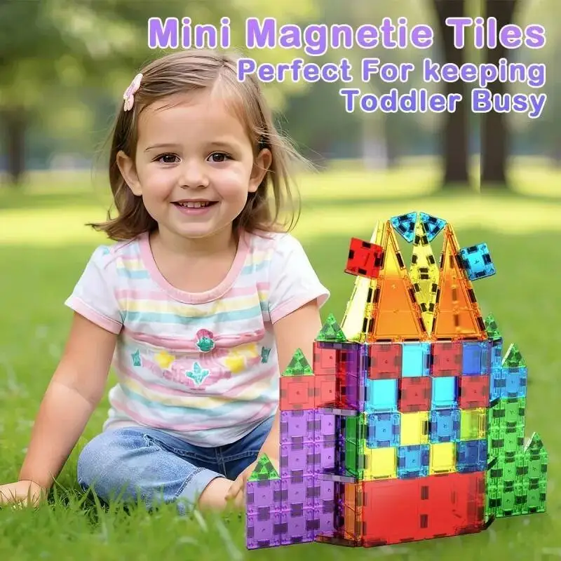 32 Uds. Bloques de construcción magnéticos, azulejos magnéticos de diamante 3D con caja de hierro, juguetes de construcción de diseño magnético para niños, regalo - imagen 2