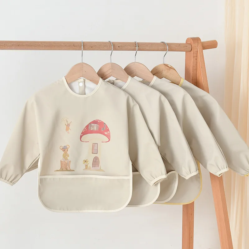 Nuevos Baberos para bebé, delantal impermeable a prueba de aceite, paño de manga larga de dibujos animados, babero de alimentación, paño suave para eructar para niño y niña, Baberos Bandana - imagen 4