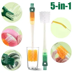 Cepillo para biberones de silicona 5 en 1 con mango largo