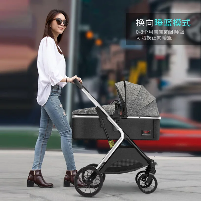 Cochecitos de bebé gemelos que se pueden sentarse, reclinados, ligeros, plegables, de alto paisaje, amortiguadores, cochecitos de bebé recién nacidos bidireccionales - imagen 4
