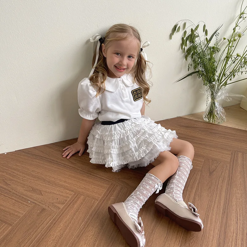 Nuevos calcetines de princesa de primavera para niños 1-11T dulce lazo de encaje 3 colores calcetines hasta la rodilla para niñas calcetines finos florales para niños en calcetines de tubo - imagen 5