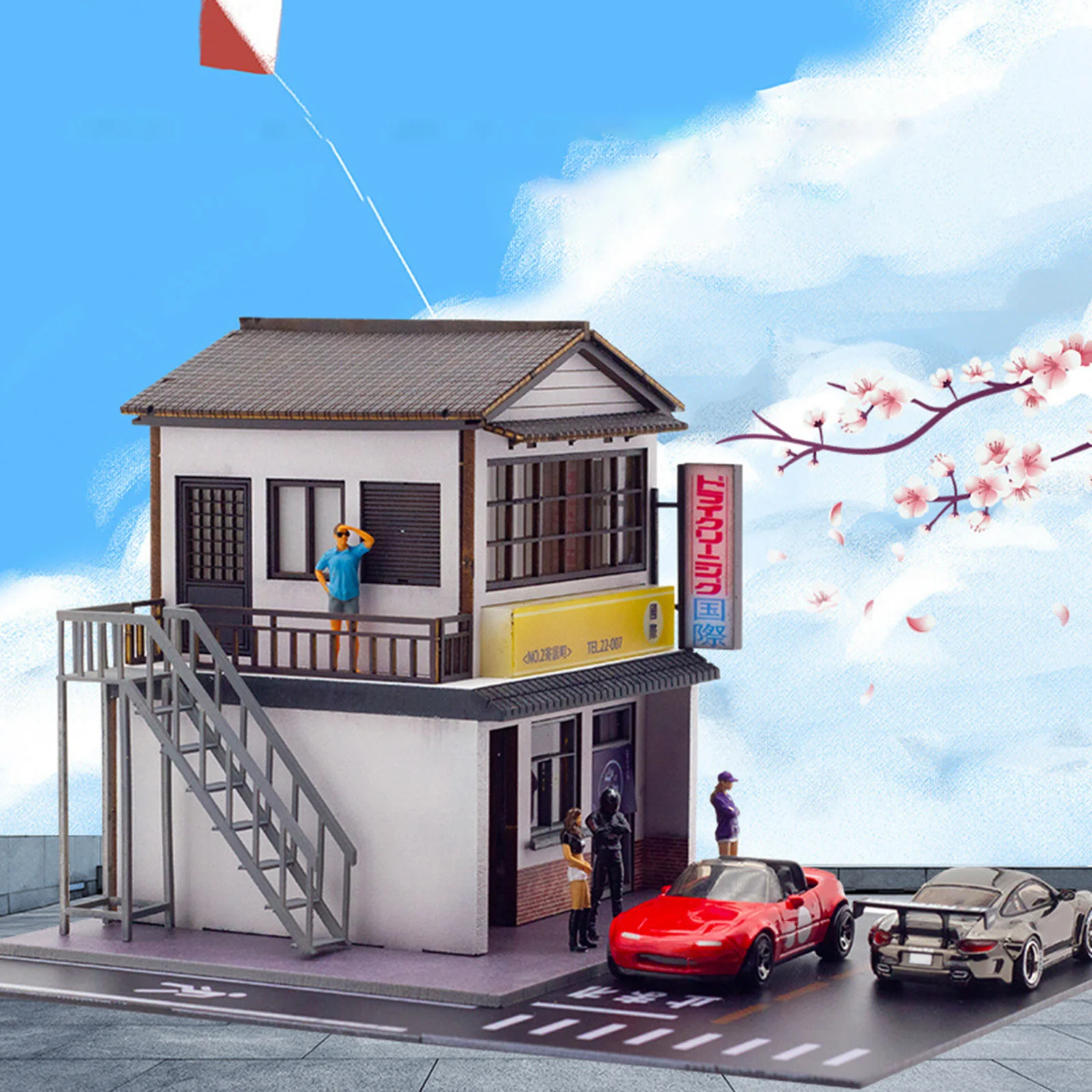 Diorama-tintorería en miniatura a escala 1:64, paisaje, mesa de arena para el hogar, ciudad, modelo, escena, diseño de juguete, adorno de escritorio - imagen 3