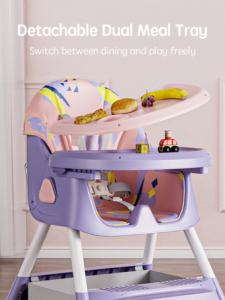 Trona reclinable con ruedas y accesorios para bebé - imagen 3