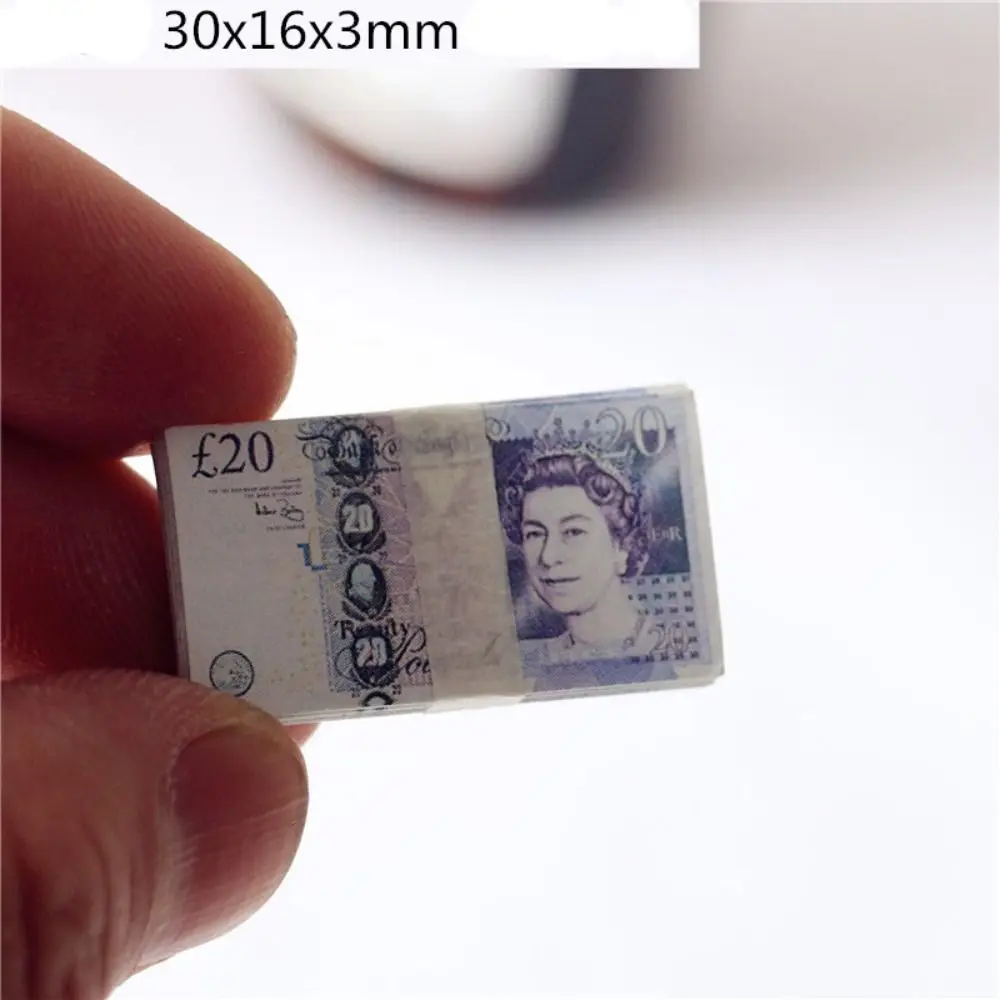 5 mechones de papel nuevo Mini dólares 10 estilos Euro británico libra 1/12 casa de muñecas juguetes 1/12 decoración de casa de muñecas - imagen 2