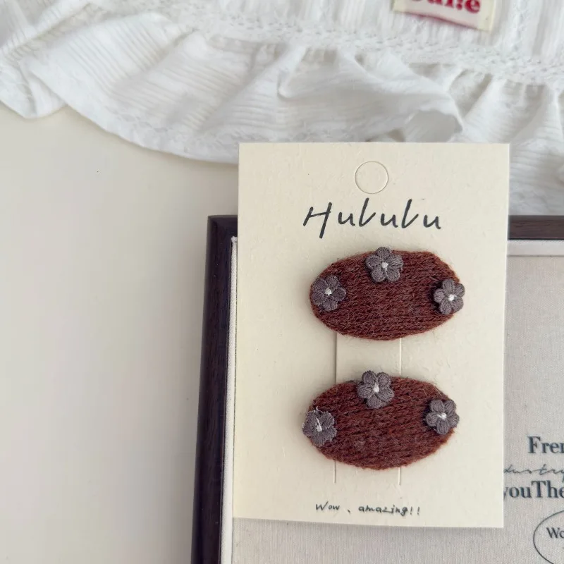 2 unids/set elegante Floral tejido flor BB Clips lindo niño ovalado pinzas para el cabello para niñas dulce bebé accesorios para el cabello para cabello fino - imagen 4