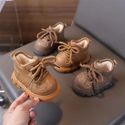 Botas de nieve para niños y niñas, zapatos de invierno para exteriores, suela suave antideslizante, zapatos informales para niños pequeños, botas de felpa cálidas a prueba de viento para bebés