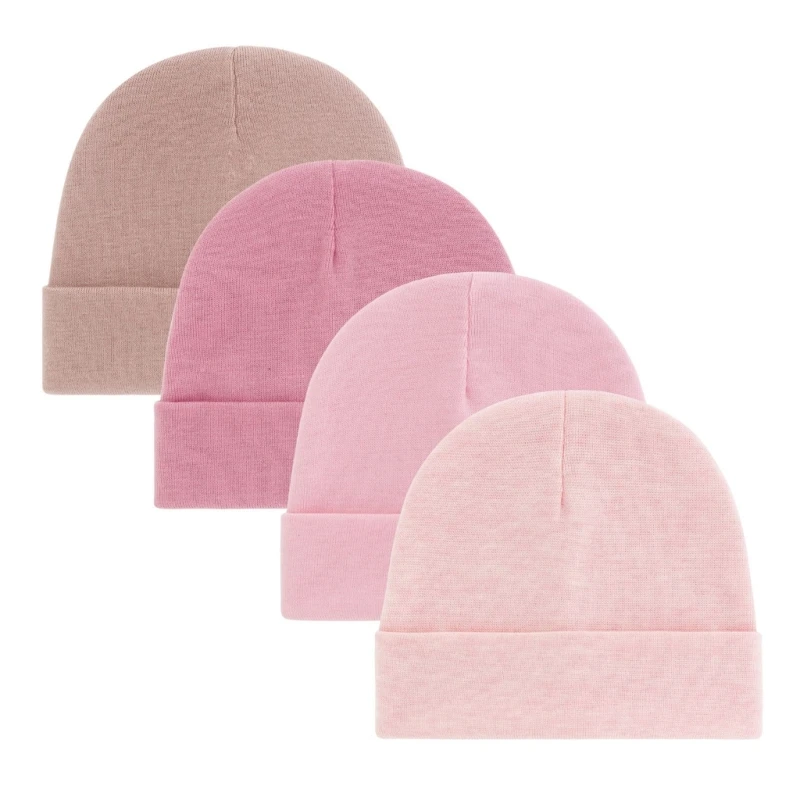 4 unids/lote moda Casual lindo 0-6 meses recién nacido niño niña sombreros algodón suave gorras infantiles sombreros de Color sólido capó accesorios para bebés - imagen 4