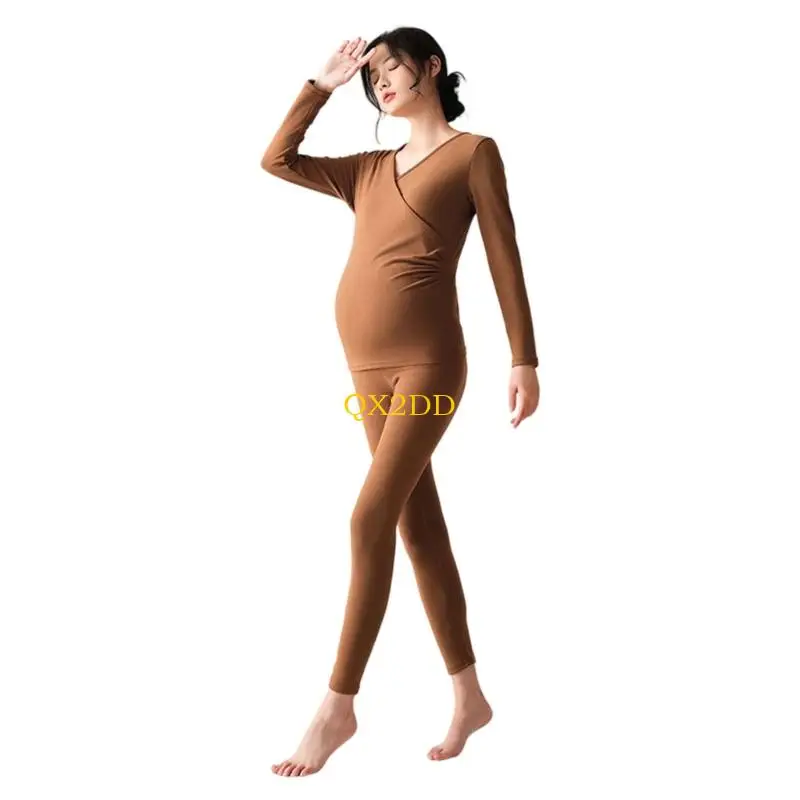 QX2D Ropa interior maternidad poliéster suave, ropa dormir que absorbe humedad, aislamiento cálido para embarazo, - imagen 3