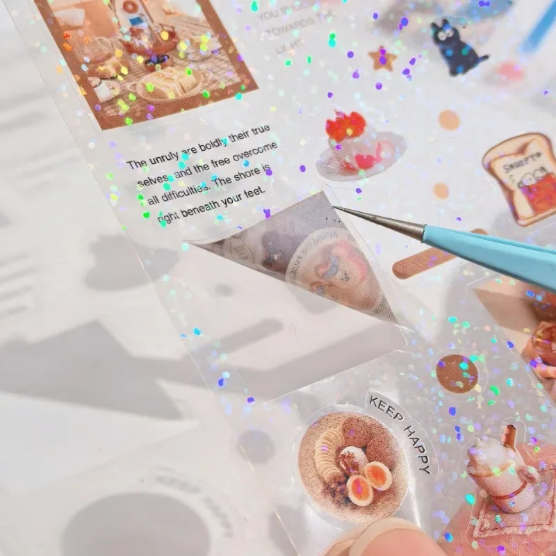 20 unids/pack lindos pegatinas Flash troqueladas Y2K pegatinas decorativas para álbum de recortes DIY decoración de fundas de teléfono Material de Collage - imagen 2