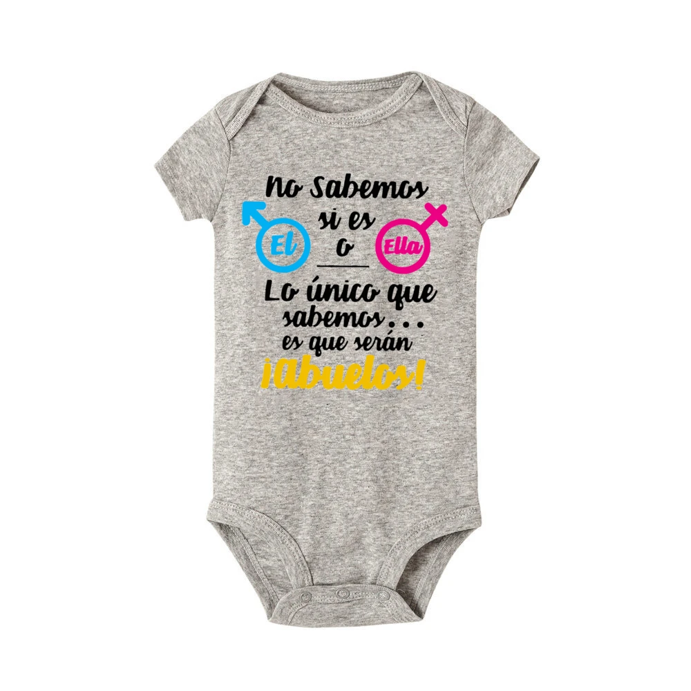 No sabemos si es lo es o ella que sabemos es eso serás abuelos Mono para bebé Anuncio de bebé Conjunto de mameluco Mewborn - imagen 3