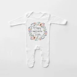 Body de algodon para bebe con estampado feliz cumpleanos
