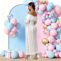 Vestido de maternidad de encaje con hombros descubiertos y manga larga