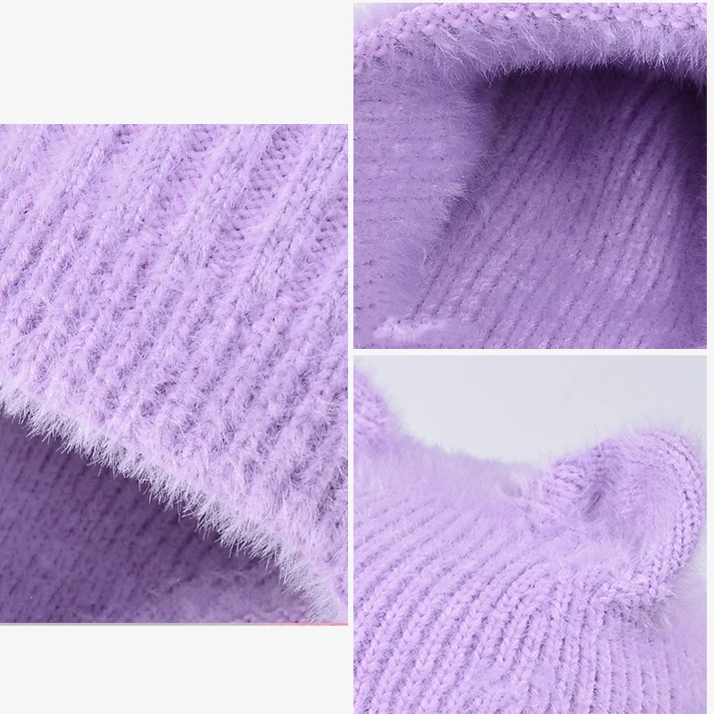 Cute Cat Ear Kids Hat with Earmuffs Windproof Rope Winter Knitted Ear Protection Hats for Girls Boys Outdoor Warm Accessories - imagen 5