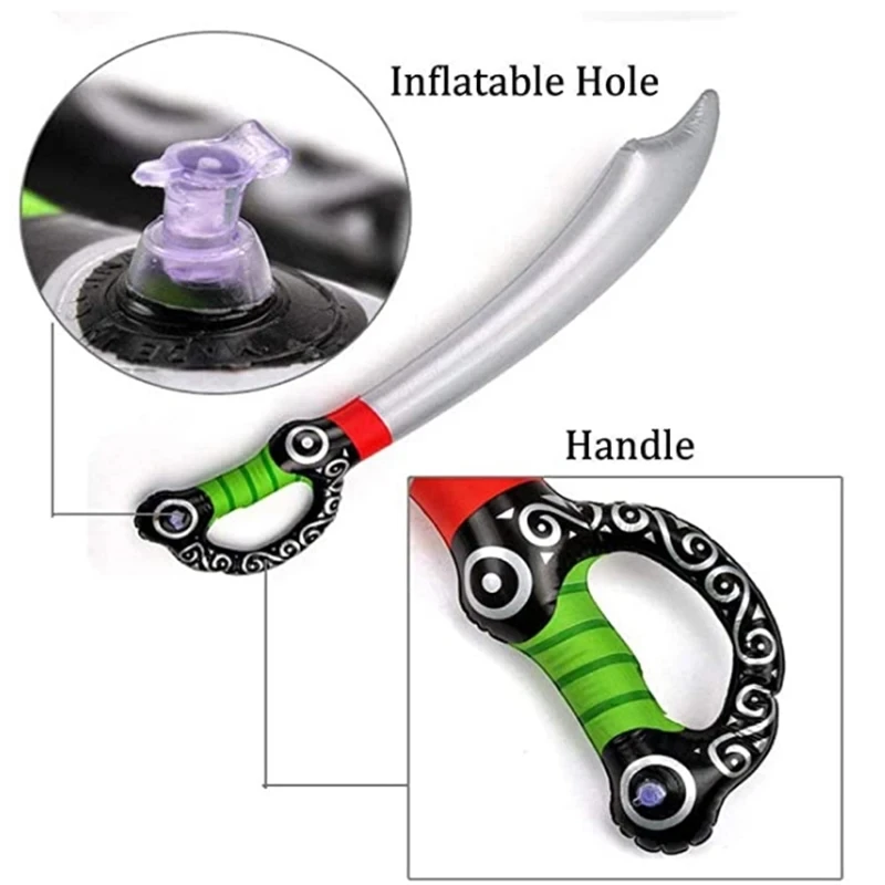 Globos inflables de PVC para niños, 2 piezas, cuchillo, espada pirata, globos de aire, decoraciones para fiesta de cumpleaños, regalos de Halloween - imagen 4