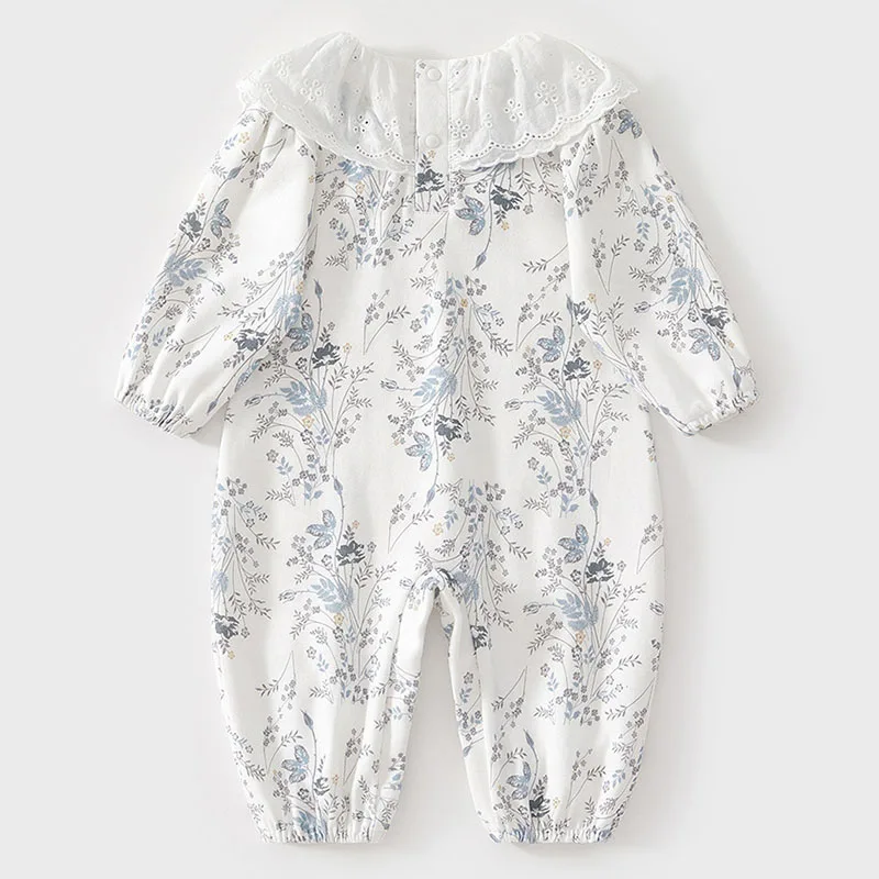 Ropa de primavera y otoño para niña de 0 a 6 meses, monos de manga larga con estampado de flores y cuello de muñeca, moda coreana, artículos para recién nacidos B104 - imagen 2
