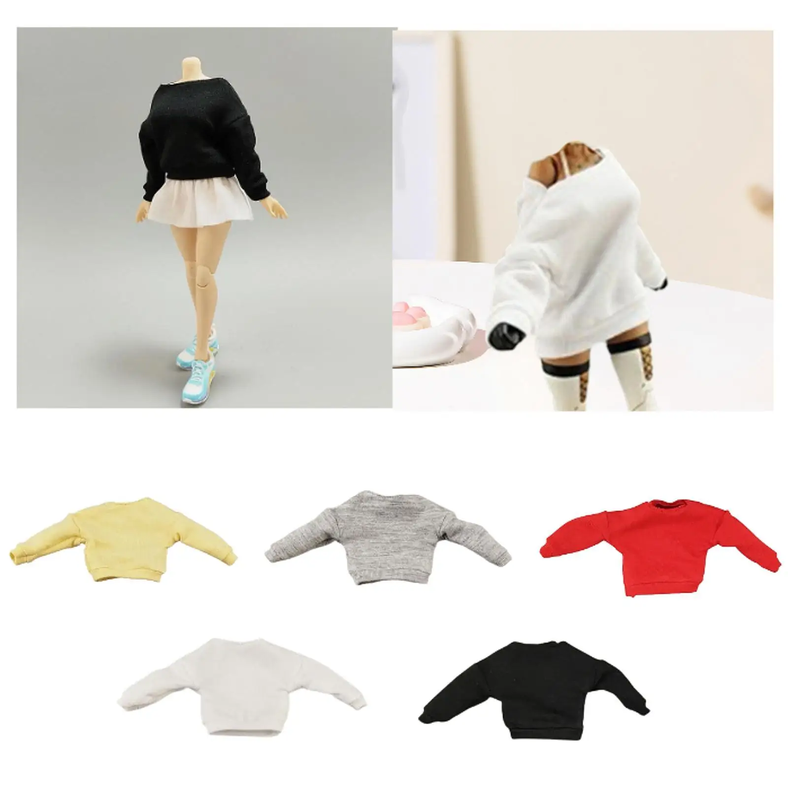 Suéter de punto para muñecas, disfraces para niñas pequeñas, decoración en miniatura, trajes para muñecas, ropa para muñecas, figura de acción de 6 pulgadas, 1/12 - imagen 3