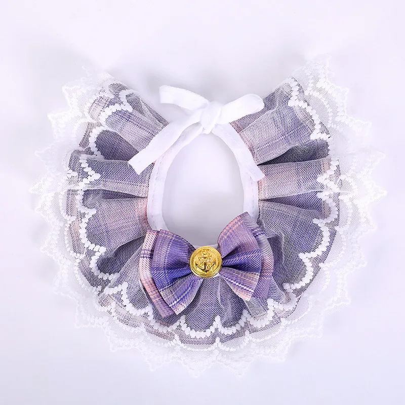 Babero para mascotas, Collar para gatos, decoración a cuadros JK, accesorios para perros, suministros para mascotas de estilo universitario - imagen 3