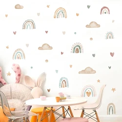 Pegatinas de pared acuarela bohemio arcoíris sol para habitación bebé