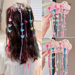 Peluca trenzada con lazo de mariposa para niña, 6 piezas, Color caramelo, pinza para el pelo, estilo princesa, Haid Styling