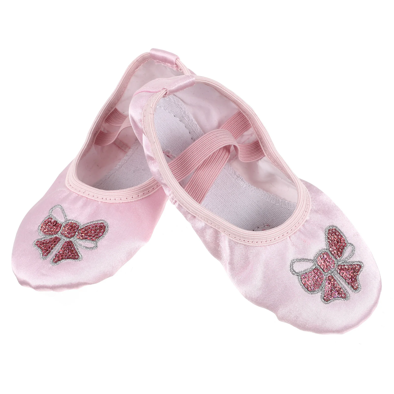 1 par de zapatillas de Ballet elásticas con suela para niños, zapatillas de práctica antideslizantes, ligeras y cómodas, color rosa, talla 26 - imagen 3