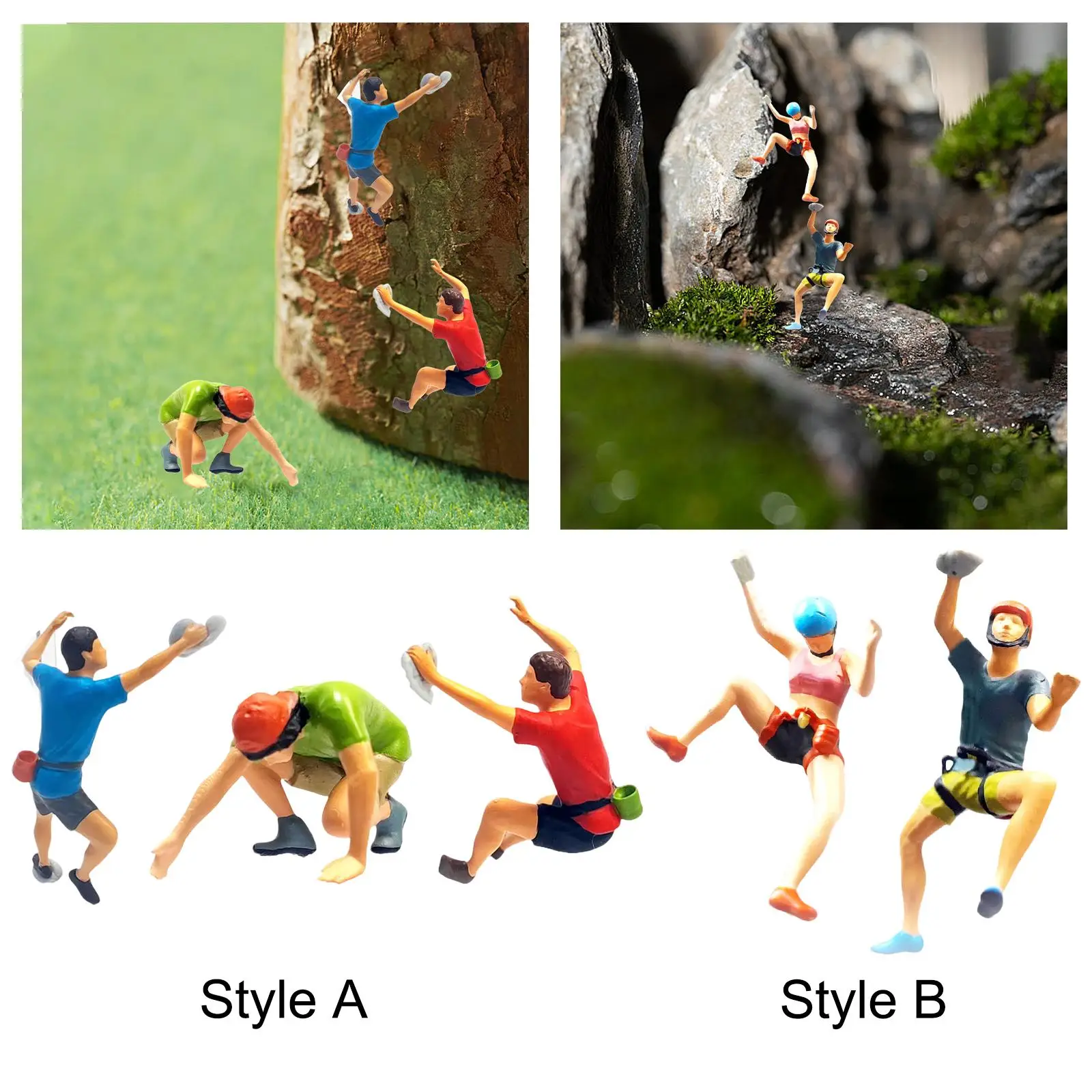 1/64 Rock Climbing Figures Miniature Desktop Ornament Train Railway Hand Painted