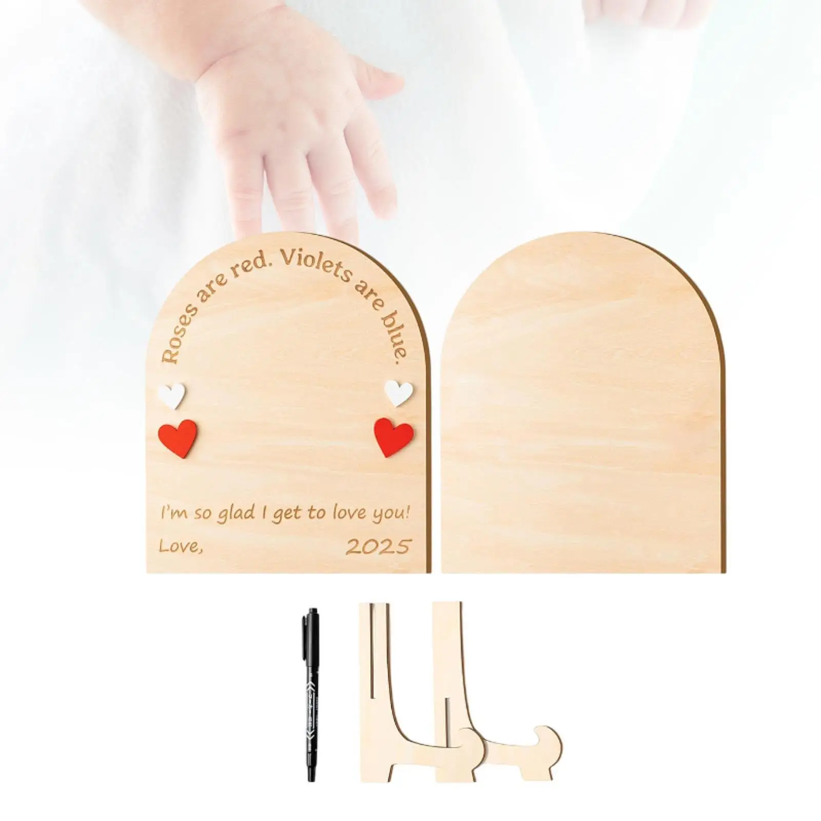 Footprint Art Sign Craft Sturdy Baby Valentine Sign Wooden Ornament for Home