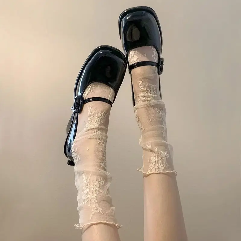 Calcetines Lolita de encaje para niñas – Blanco y negro verano - imagen 2