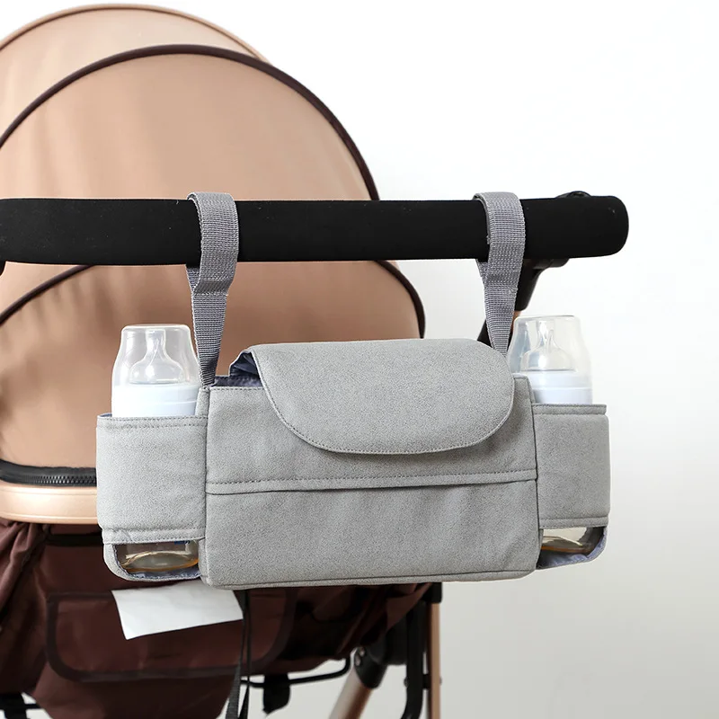Bolsa organizadora Universal para cochecito, bolsa de almacenamiento colgante informal de Color sólido para pañales, botellas, carrito para cochecito de bebé, bolsillo aislado - imagen 4