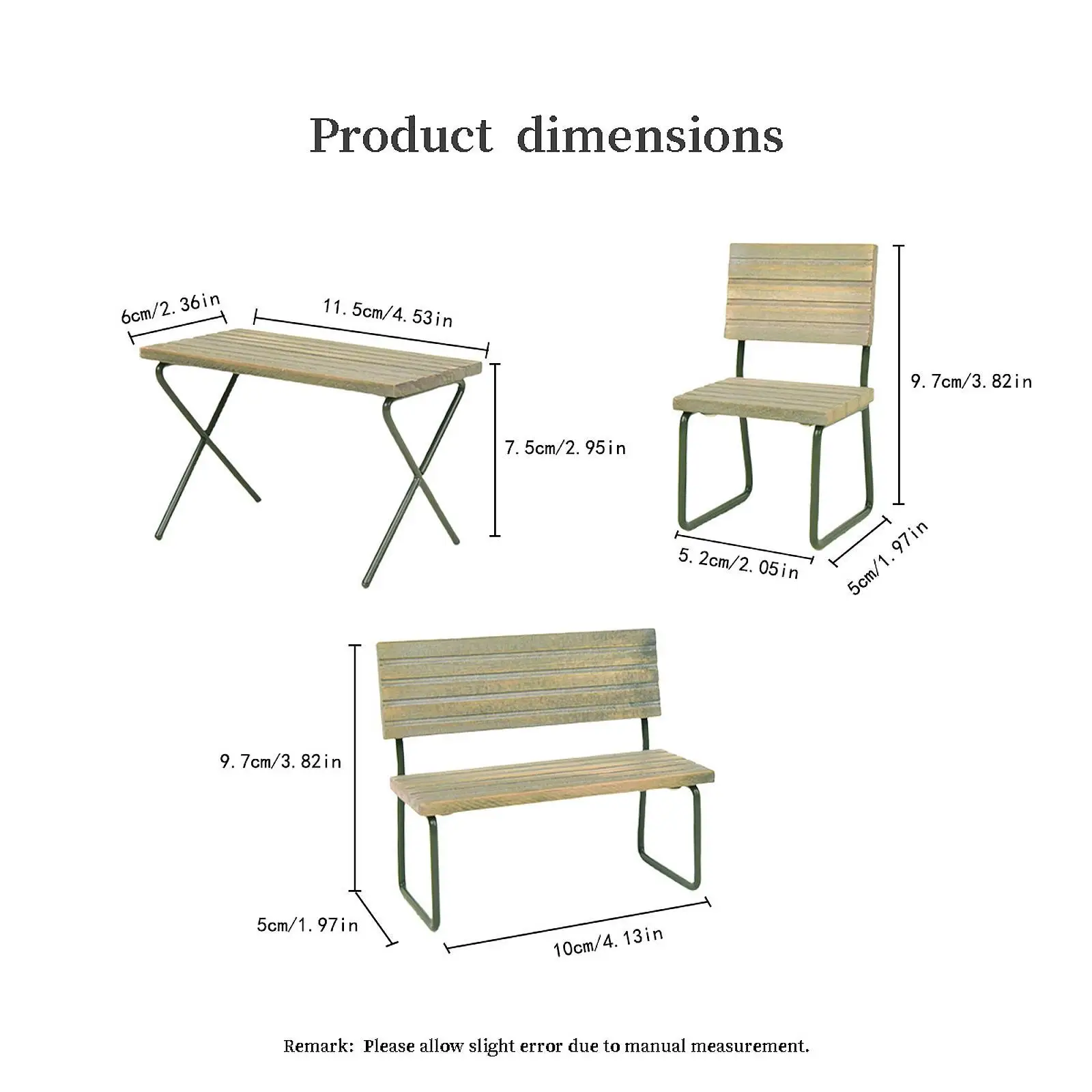 1/12 Dollhouse Table Chairs Set Mini Miniature Dining Set Props for Ornament