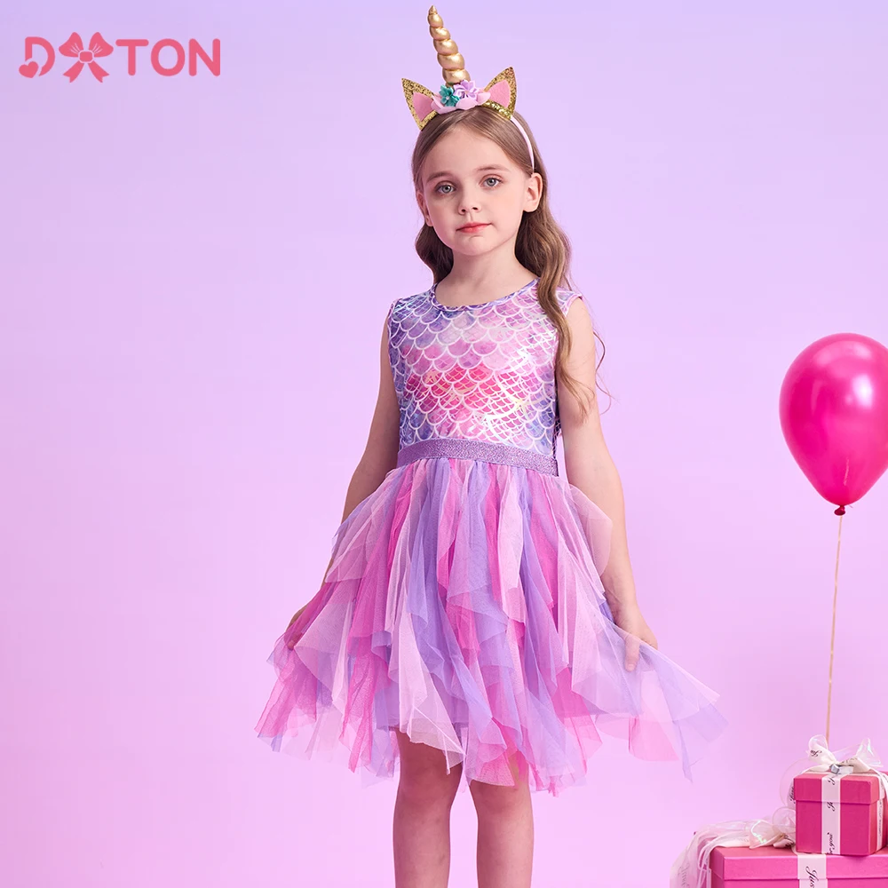 Dxton vestido de princesa sin mangas verano tul capa irregular niñas - imagen 2
