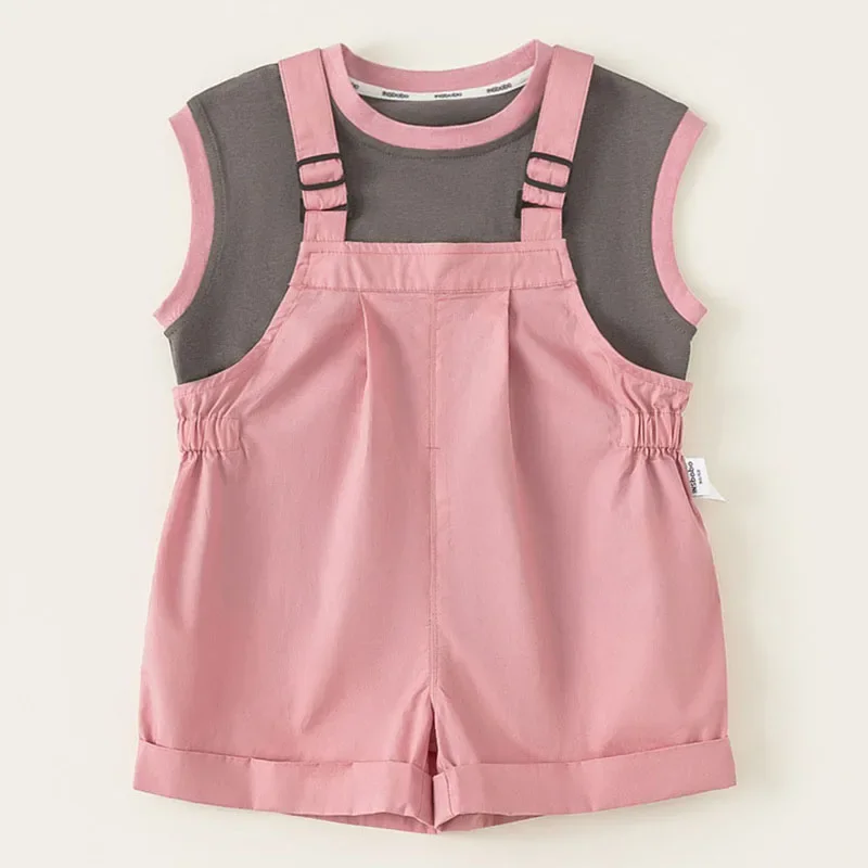 Conjuntos de 2 piezas de ropa de verano para niño niña, moda coreana, Tops de algodón sin mangas de color rosa para bebé + Pantalones cortos, ropa de Boutique para niños B093