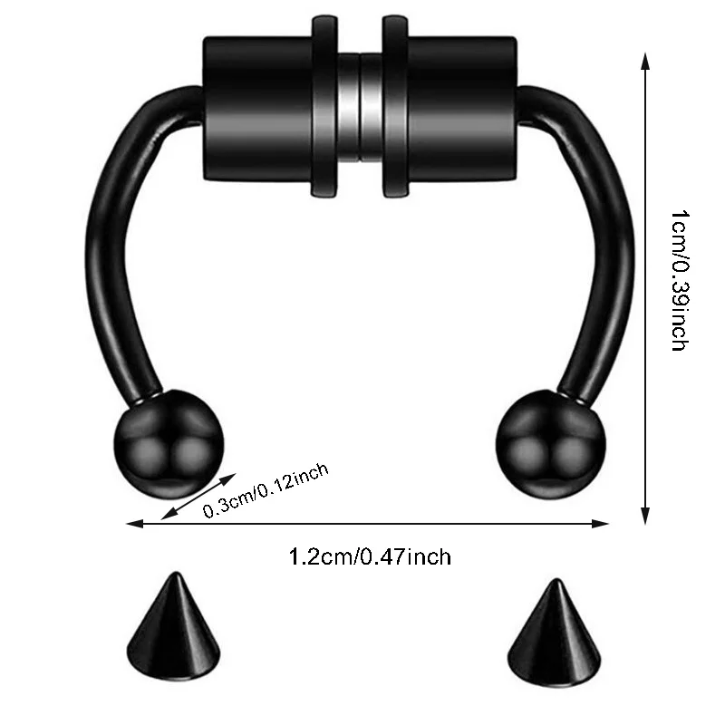 Anillo de Nariz de acero inoxidable reutilizable, herraduras postizas falsas, joyería de Aro sin perforación para Barra de fiesta, 1 unidad, nuevo - imagen 4