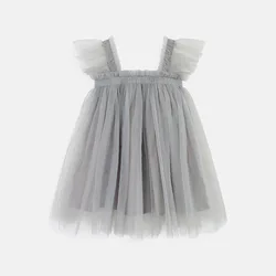 MILANCEL Vestido verano niña de tul con tirantes y mangas voladoras