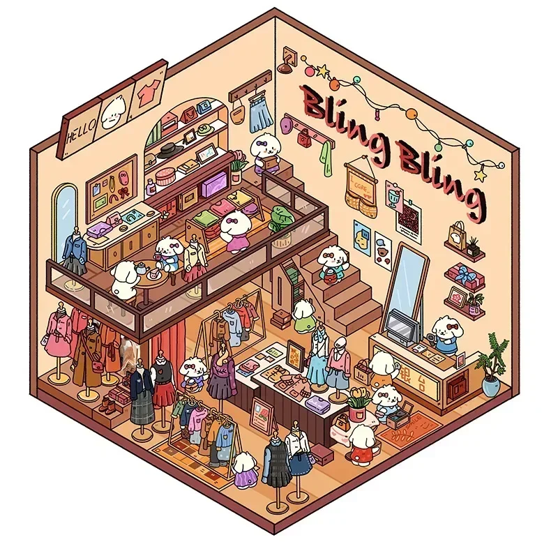 Pegatinas de escena de paisaje en miniatura de dibujos animados 3D para bebé, pegatinas coreanas DIY para mascotas, papelería, álbum de recortes de descompresión para estudiantes